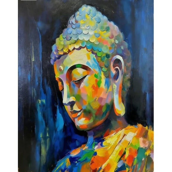 11CT Stamped Cross Stitch Kit Pre-Printed Easy for Beginners Adults Buddha statues and pagodas DIY Craft Home Wall Decor 16x20inch