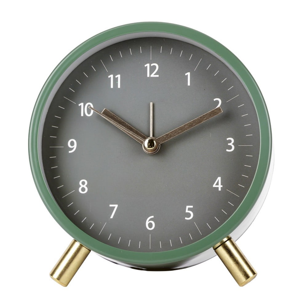 11Cm For Desktop Silent Night Light Alarm Clock Round Metal Shell Table ...