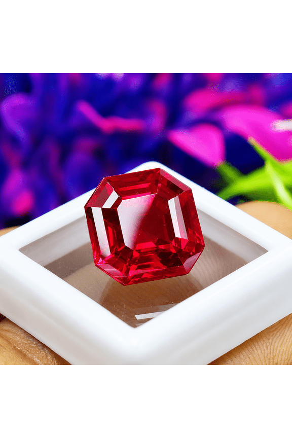 11Ct Radiant Cut Red Ruby Loose Gemstone for Jewelry Making, Faceted Red Ruby Stone for Ring Pendant