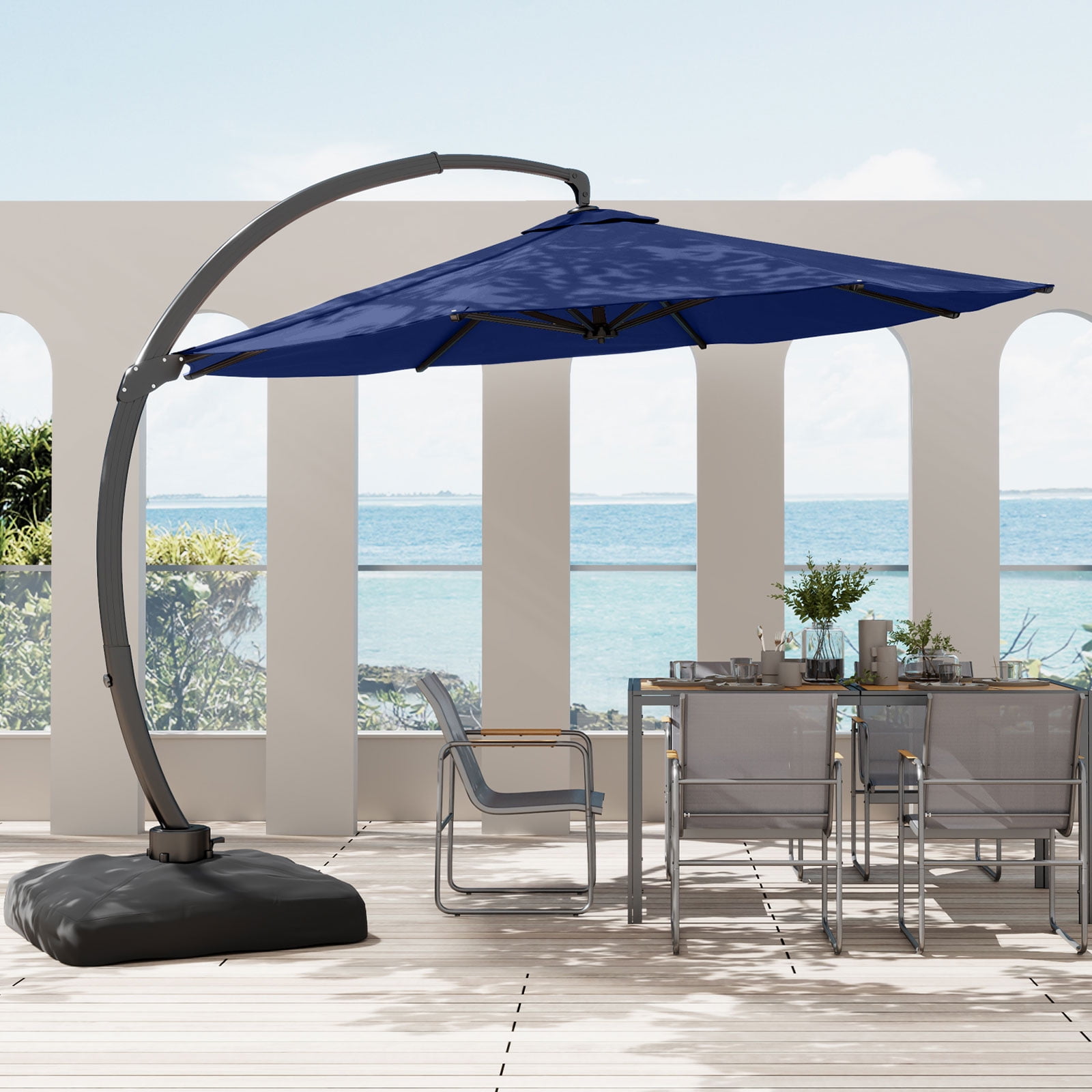 11FT Cantilever Patio Umbrella with Base Included, Large Cantilever umbrella with 360Rotation, Heavy-Duty Offset Outdoor Umbrella for Patio,Pool,Garden and Backyard (Navy Blue) - Walmart Business Supplies 11FT Cantilever Patio Umbrella with Base Included, Large Cantilever umbrella with 360Rotation, Heavy-Duty Offset Outdoor Umbrella for Patio,Pool,Garden and Backyard (Navy Blue) - Walmart Business Supplies