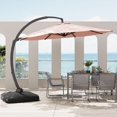 thumbnail image 1 of 11FT Cantilever Patio Umbrella with Base Included, Large Cantilever umbrella with 360°Rotation, Heavy-Duty Offset Outdoor Umbrella for Patio,Pool,Garden and Backyard (Pink), 1 of 9