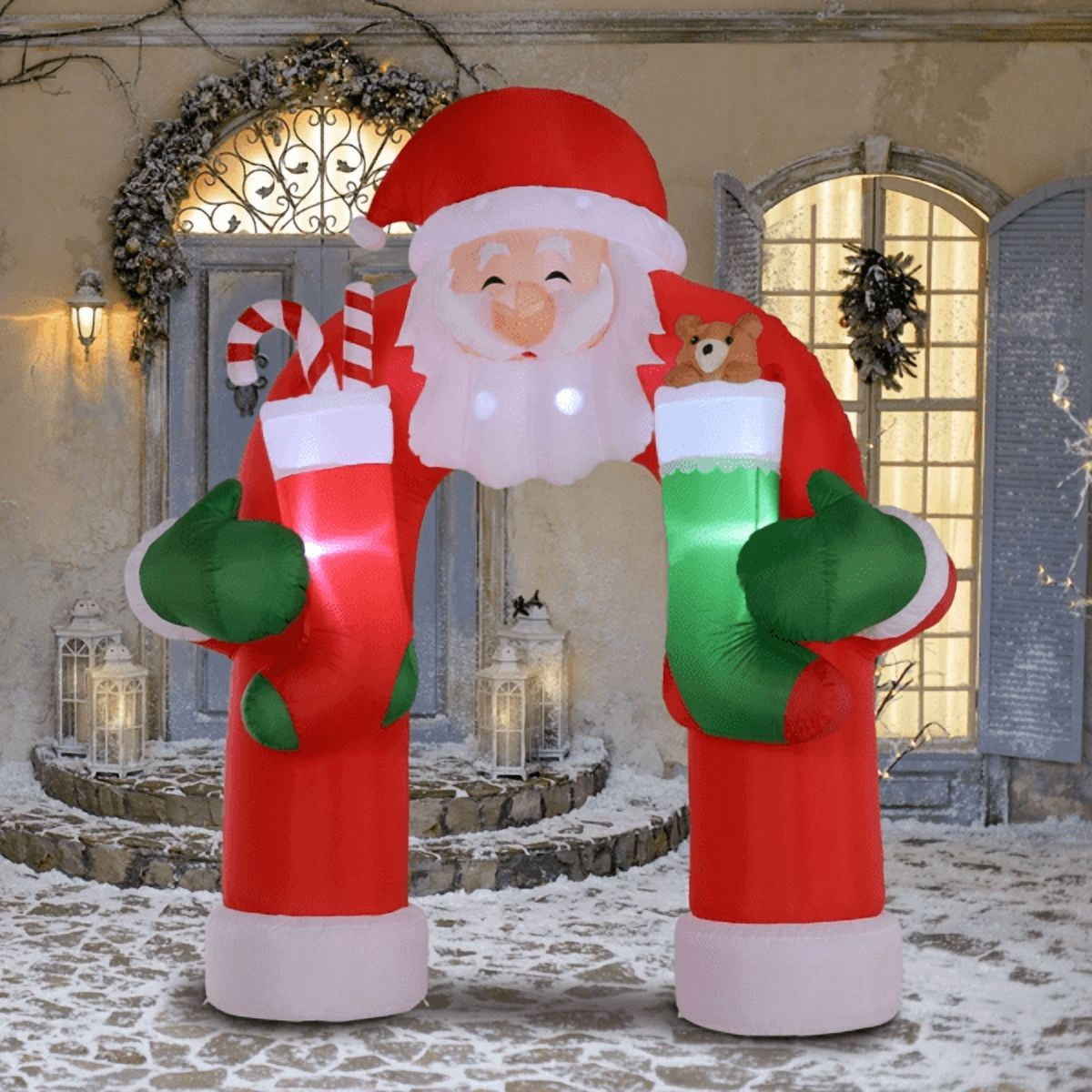 11FT Christmas Inflatable Santa Archway - Giant Santa Design, Built-in ...