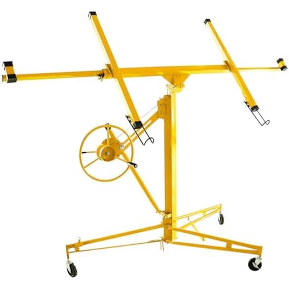 11FT Drywall Lift Panel Hoist Jack Lifter with Caster Construction Lockable Tool, 150LBS Heavy Duty Sheetrock Hoist Holder Perfect for Both Home & Commercial UseYellow$$Tools & Hardware Other