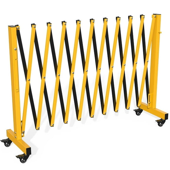 11FT Expandable Safety Barricade, 103cm Height 4 Carbon Steel Retractable Folding Barrier for Driveway, Pool, Garage, Industrial Use