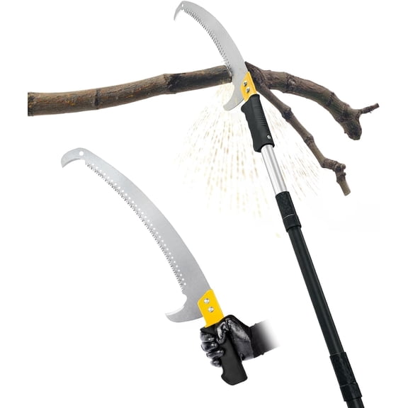 11FT Pole Saw with Adjustable Length for Tree Trimming, Lightweight Manual Pruning Saw with Mn Steel Blade, Long Extension Branch Cutter Pole Pruner for Yard, Garden, Patio and Forestry Use