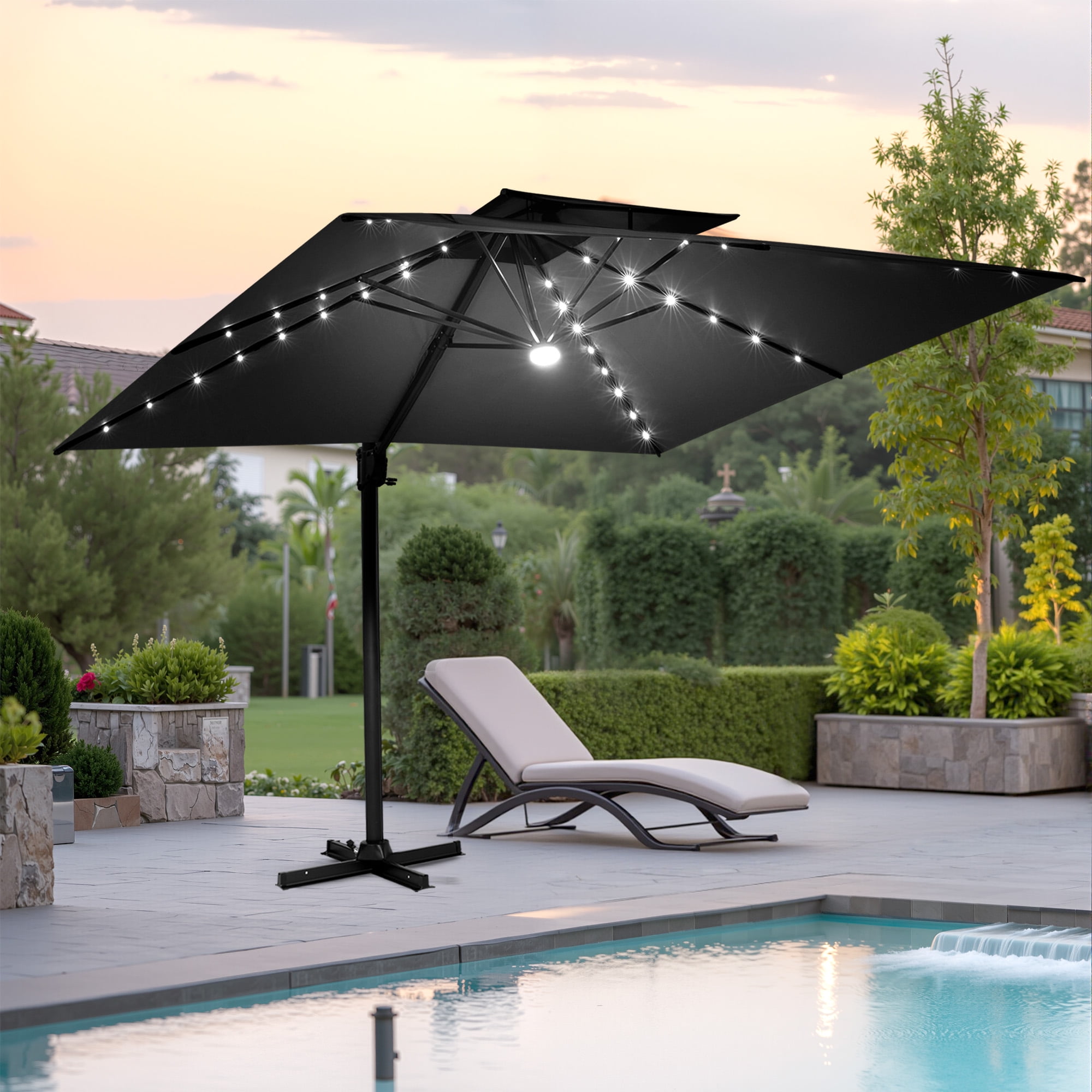 black patio umbrella images Amazon.com : Best Choice Products 7.5ft Heavy-Duty Round Outdoor Market  Table Patio Umbrella w/Steel Pole, Push Button Tilt, Easy Crank Lift