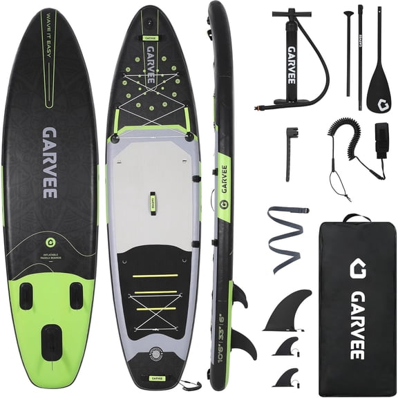 11Ft Inflatable Stand Up Paddle Board 33 In Wide SUP Kit with Paddle Pump 3 Fins Backpack Leash and Accessories