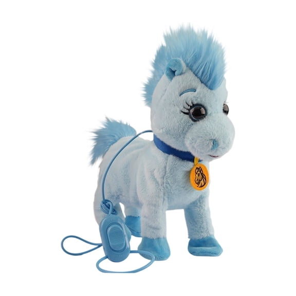 11In Animated Plush Horse Toy with Blue Collar Realistic Interactive Pet Repeats What You Say and Sings Songs for Birthday Gift