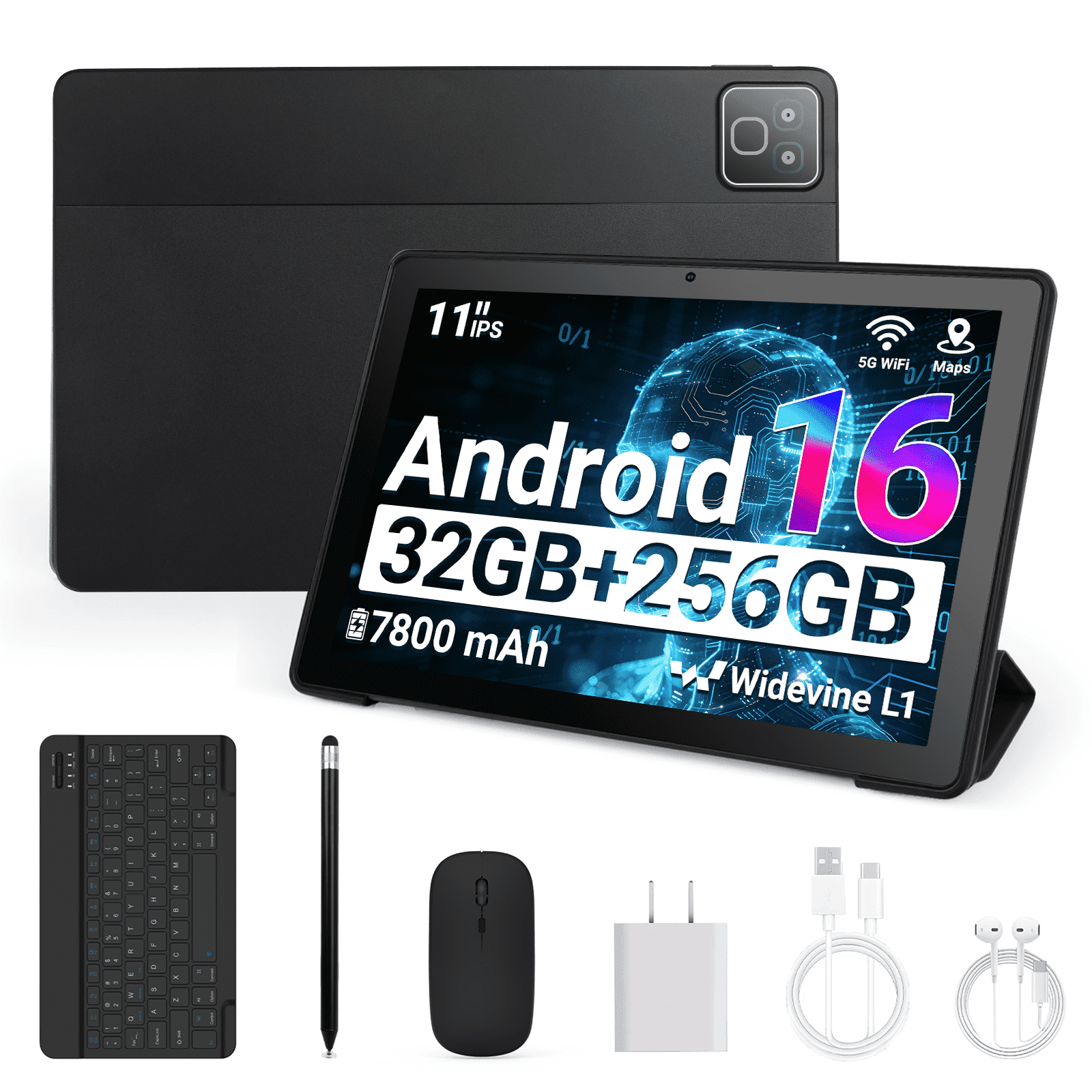 Android 16 11 Inch Tablet with Keyboard Set, 32GB+256GB+1TB Expand