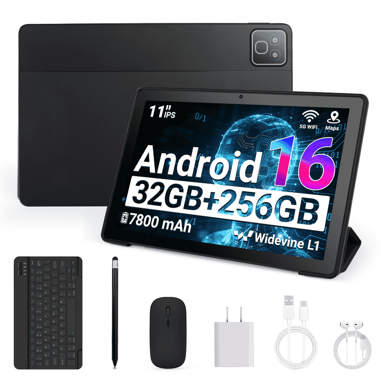 Android 16 11 Inch Tablet with Keyboard Set, 32GB+256GB+1TB Expand