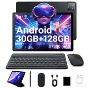 BUFO 11 Inch Tablet with Keyboard set, 30GB RAM+128GB ROM, 2000x1200 IPS HD Display, Dual Camera, 7800mAh, Black