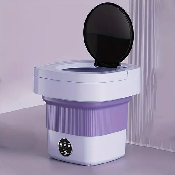 Chumajor 11L High Capacity Portable Foldable Mini Washing Machine - 3 Modes for Deep Cleaning, Electric laundry, Half Automatic with Soft Spin Dry, Ideal for RV Travel and Camping, Purple