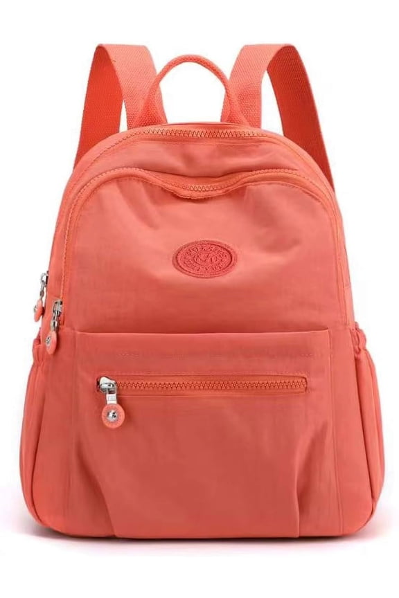 11L Mini Backpack for Women, Small Nylon Daypack, Lightweight Travel Backpack for Shopping, Black-orange-