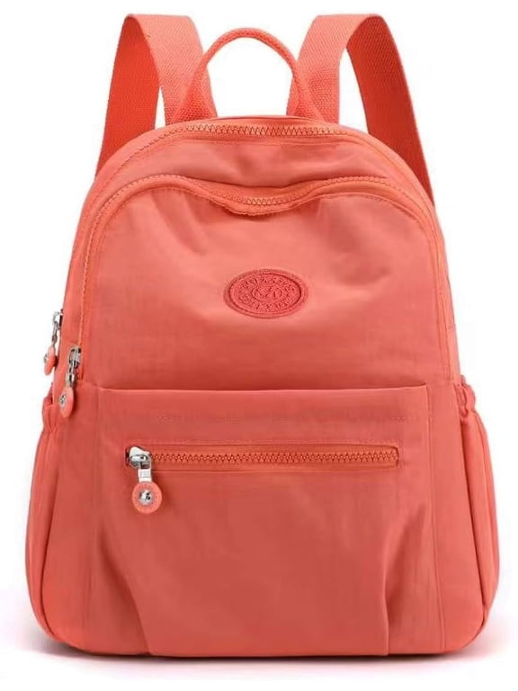 11L Mini Backpack for Women, Small Nylon Daypack, Lightweight Travel Backpack for Shopping, Black-orange-
