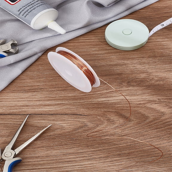 11M/12.03 Yard 22 Gauge 0.6mm Copper Wire Copper Beading Wire with 1Pc Empty Spools Bendable Metal Craft Wiring Flexible Wiring