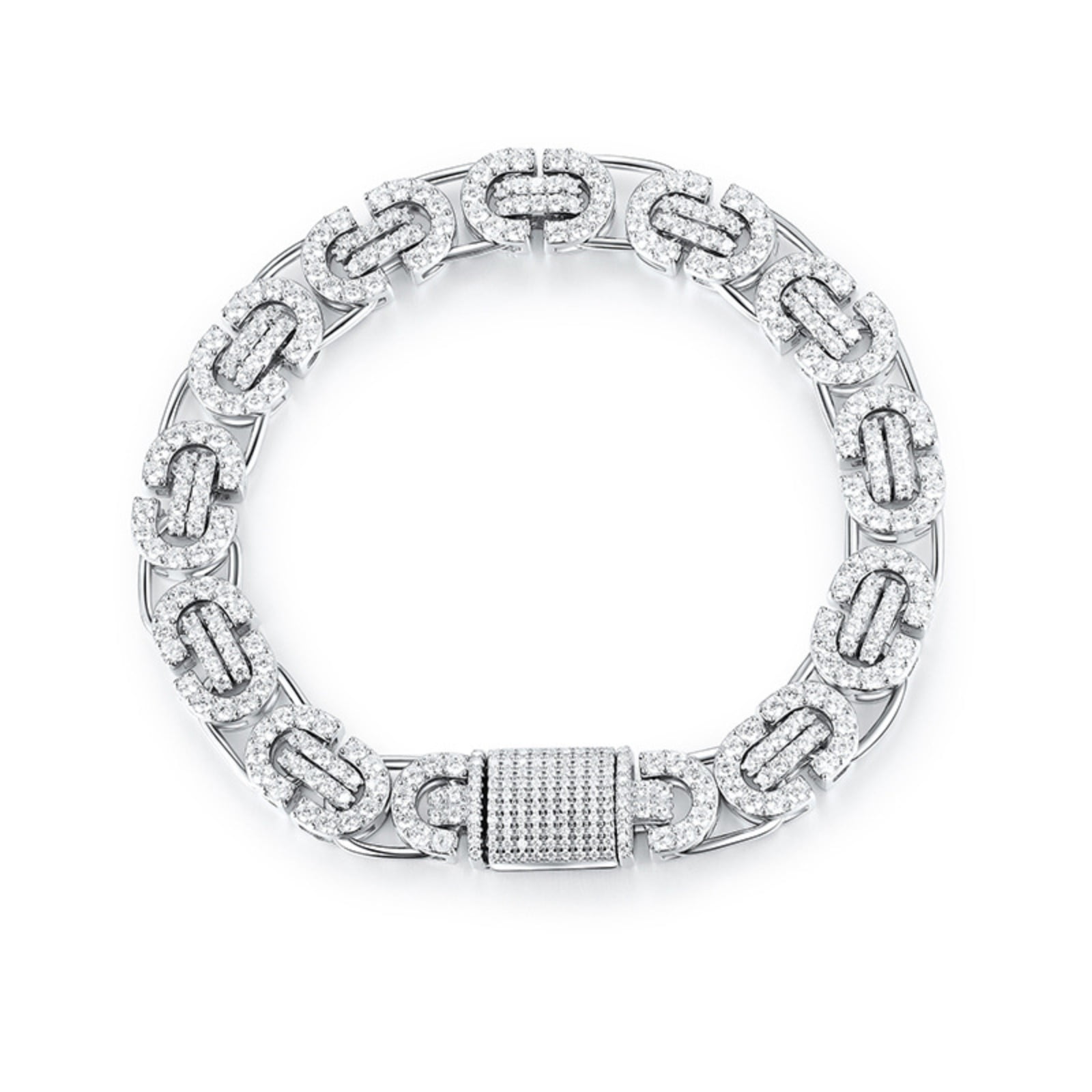 11MM Width Moissanite Bracelet for Men S925 Sterling Silver