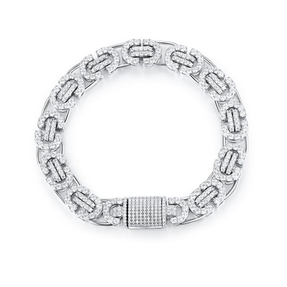 11MM Width Moissanite Bracelet for Men S925 Sterling Silver Bracelets Chain D Color VVS1 Clarity Mens Diamond Bracelet Link 6-7.5 Inch