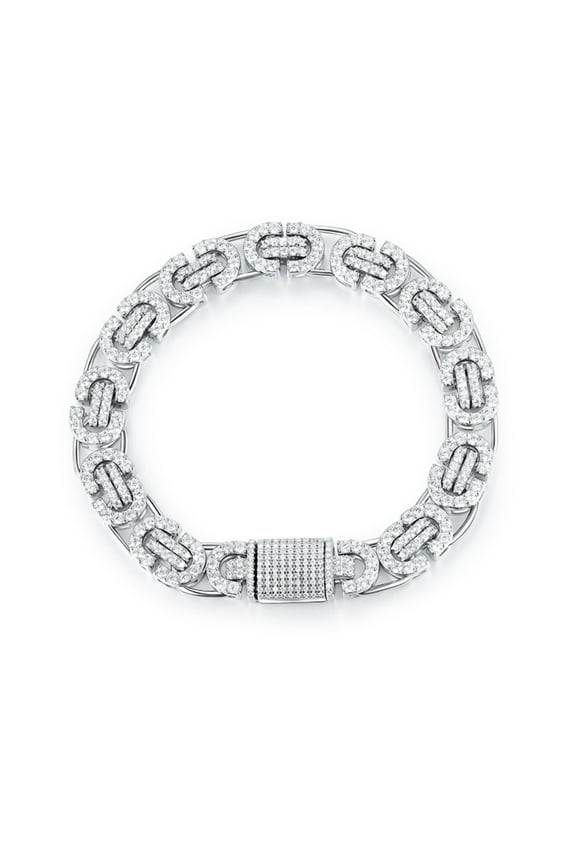 11MM Width Moissanite Bracelet for Men S925 Sterling Silver Bracelets Chain D Color VVS1 Clarity Mens Diamond Bracelet Link 6-7.5 Inch