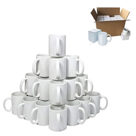 11OZ Ceramic Sublimation Mugs, 36 Pack Sublimation Blank Cups, White Coffee Mugs, ORCA Coating Grade AA Mugs for Heat Transfer Printing with White Box