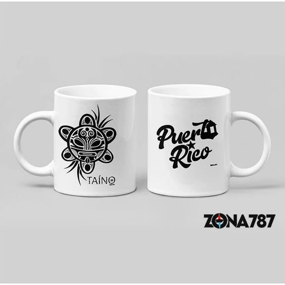11Oz Ceramic Coffee Mug  Taino And Puerto Rico Design, Double-Sided Print