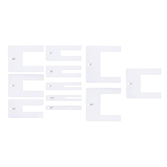 11PCS Acrylic Quick Pleater 0.5 to 5 Inch White Fabric Fold Tool 3Mm Thick Precise Even Pleats Maker for Wedding Dress Sewing DIY Craft Beginners