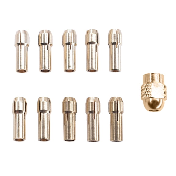 11PCS Brass Collet For Rotary Tools Including 0.5 /0.8/ 1.0/ 1.2/ 1.5/ 1.8/ 2.0/ 2.4/ 3.2mm