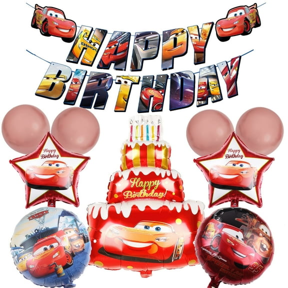 11PCS Car Birthday Party Balloons (2pcs star + 2pcs car + 2pcs round + 1pc cake balloon + 4pcs balloons) Suitable for birthday parties, get-togethers