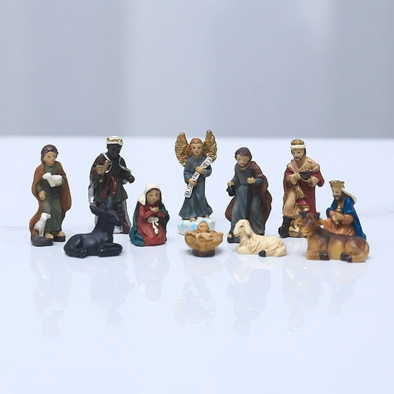 11PCS Christmas Nativity Set – Resin Jesus Birth Scene with Mary, Joseph, Baby Jesus, Angel & Animals, Realistic Figurines for Home Holiday Decoration & Collectible Display