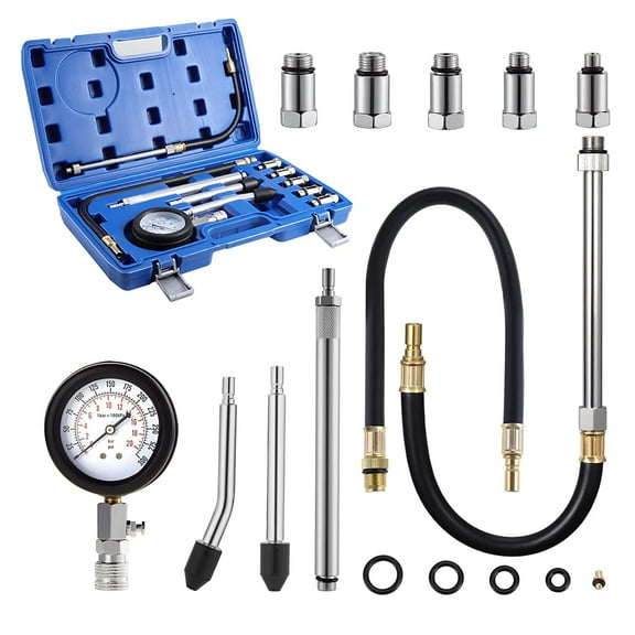 11PCS Engine Cylinder Compression Tester Kit ,Petrol Fuel Pressure Gauge Diagnostic Tool ,Compression Tester Set for Petrol Engine Automotive Car Motorcycles HIASDFLS