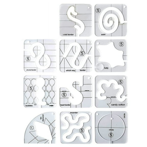 11PCS Free-Motion Quilting Template Set-Sewing Ruler & Clear Acrylic Ruler & Ironing Ruler for DIY Machine Quilting