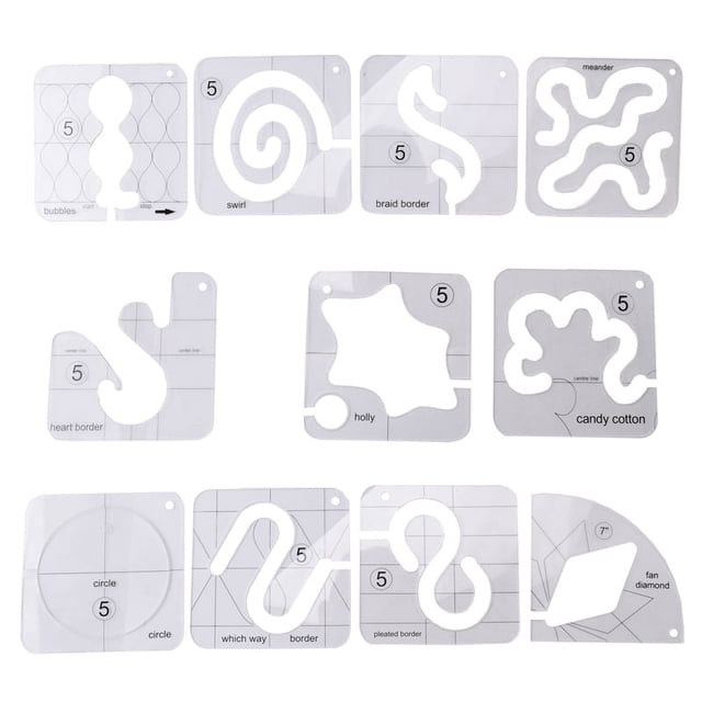Bainiao 11-Piece Free-Motion Quilting Template Set - Acrylic Rulers For Sewing Machine Quilting