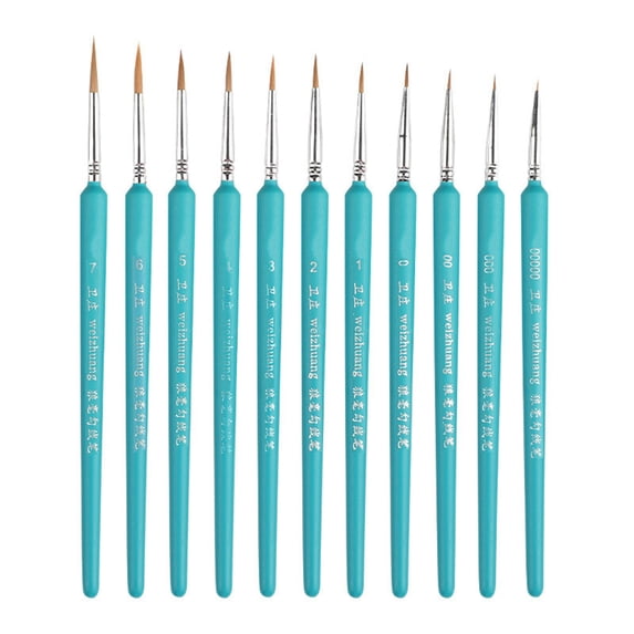 11PCS Miniature Paint Brush Set,Small Detail Brushes for Acrylic Watercolor Oil and Model Painting,Wood Handle,Sky Blue