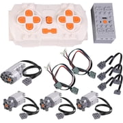11PCS Power Functions Motor Set Compatible with Lego Technic Car, Include APP Dual Remote Control + Lithium Battery Box + Servo Motor + 3 x L-Motor + 2 x Light Set + 3 x 50CM Extension Cord