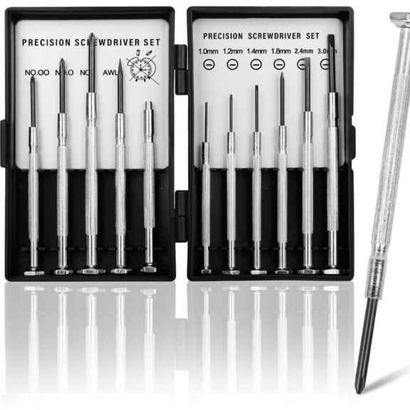 11PCS Precision Screwdriver Set for Watch Repair, Eyeglasses, Clocks & Jewelry, Mini Magnetic Steel Screwdriver Kit with Portable Storage Case