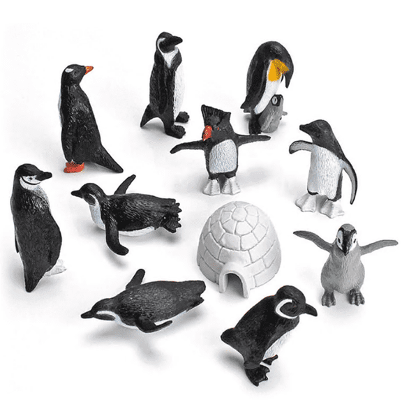 11PCS Realistic Penguin Figurines, Plastic Polar Antarctic Animal Figures Set with Penguin Cub, Easter Eggs Cake Toppers Christmas Birthday Gift
