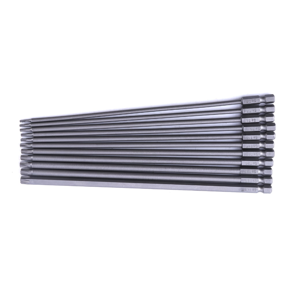11PCS Torx Head Screwdriver Bit Set Magnetic 1/4" Hex Steel 3Inch Long Drill Bit Security Torx Bit