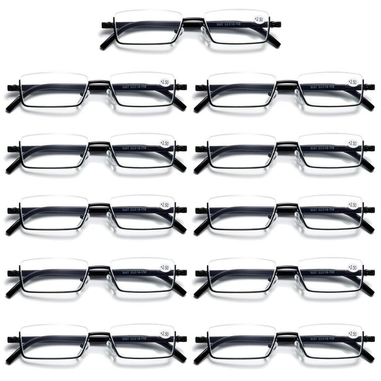 11PK Half Rim Metal Frame Small Mens Reading Glasses Blue Light