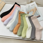 11Pairs Womens Cotton Crew Socks, Thin Soft Comfort Breathable Dress Socks, Above Ankle Crew Socks for Business, Casual