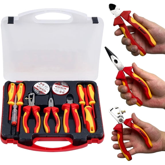 11Pcs 1000V Insulated Tool Set, Screwdriver & Pliers Set, Magnetic VDE Tools for Electrician, Repair Bag. Home Improvement DIY Tools