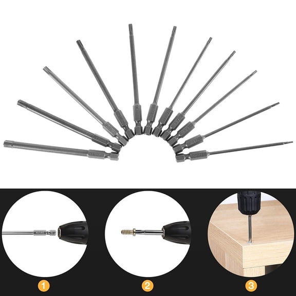 11Pcs 150Mm Long Magnetic Torx Screwdriver Bits Electric Screwdriver Head-T40