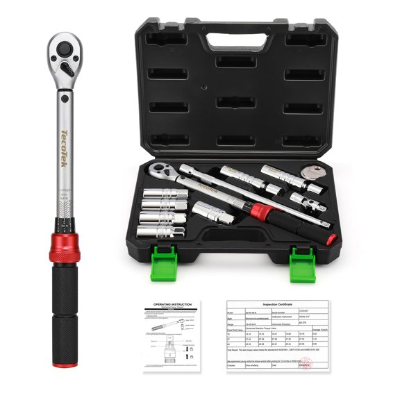 11Pcs 3/8" Drive Spark Plug Socket Set with Click Torque Wrench, Spark Plug Gapper, Universal Joint, Extension Bar, 9/16", 5/8", 3/4", 13/16", 14, 16 and 18mm, CR-V Sockets with Rubber Rings