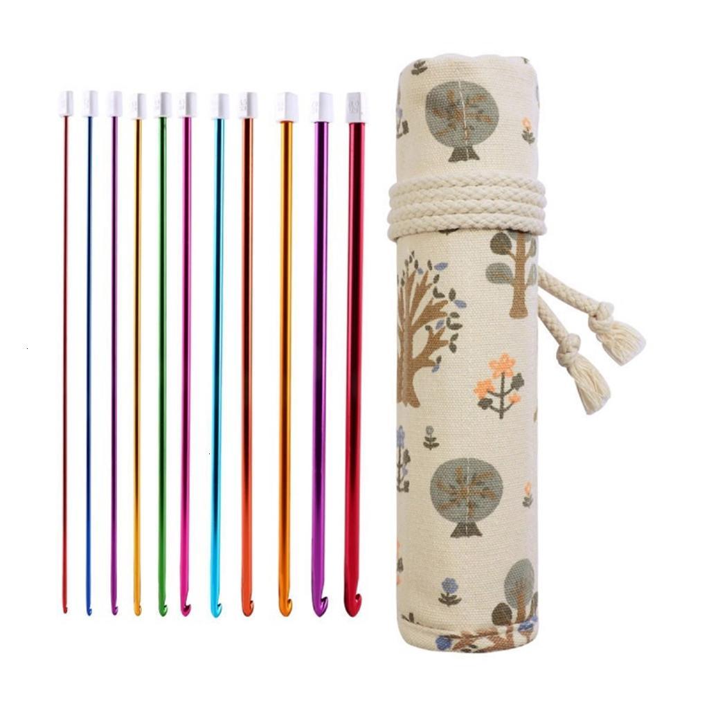 11Pcs Afghan Tunisian Crochet Hook 27cm Long Colorful Aluminum Knitting Needle 2mm-8mm For Sweater Scarf Bag Yarn Craft