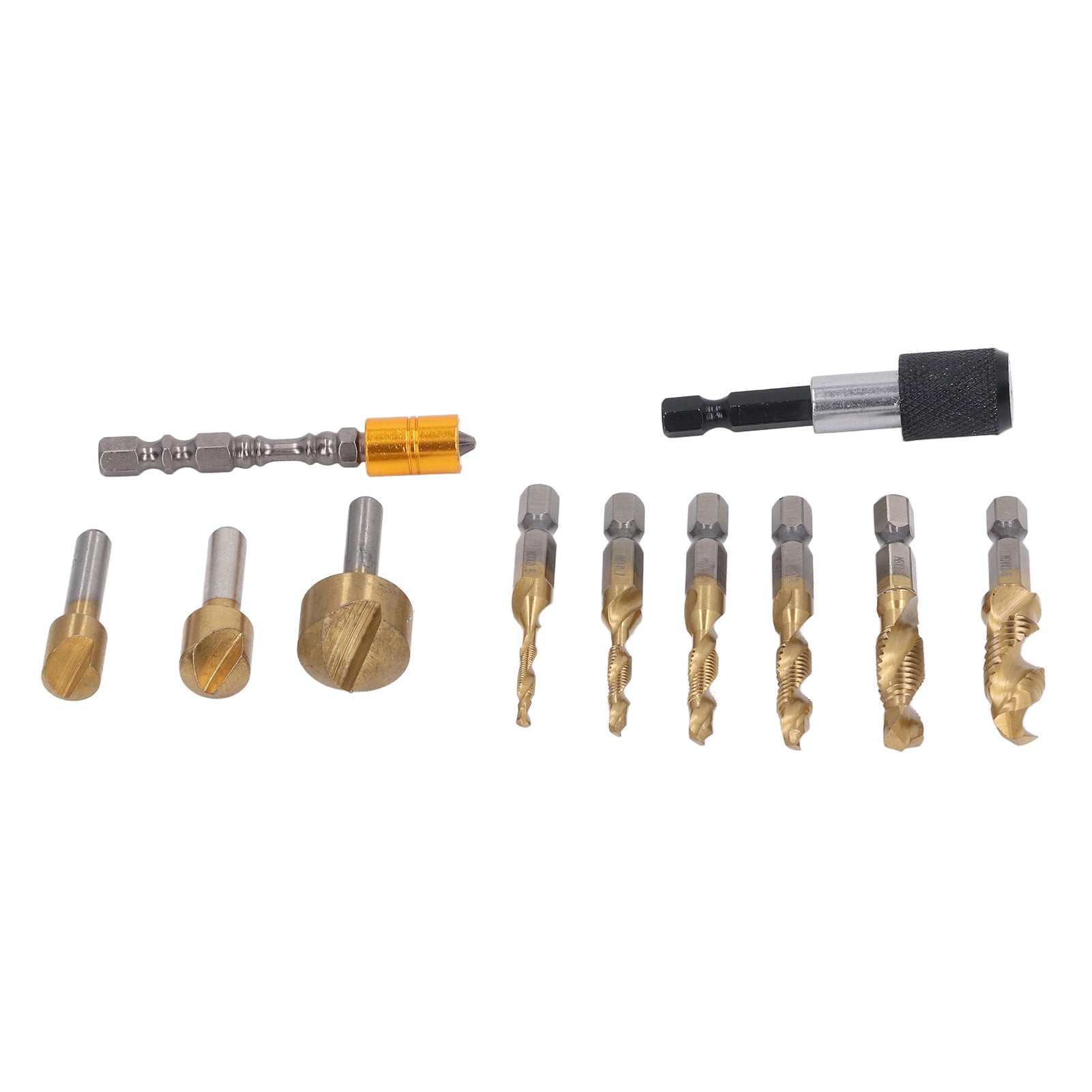 11Pcs Chamfer Drilling Tools Woodworking Ti Coated Step Drill Bits