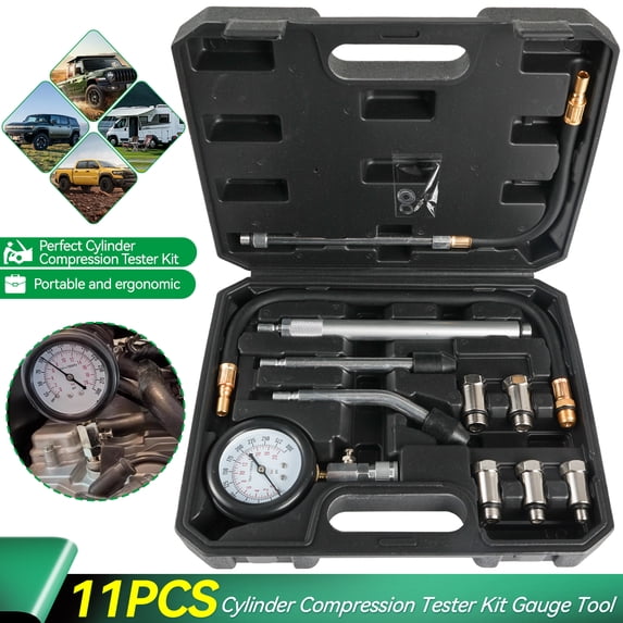 11Pcs Cylinder Compression Gauge Tester Kit Gas Engine Diagnostic ...