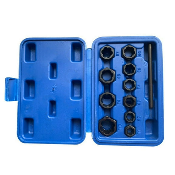 11Pcs Damaged Lug Nut and Lock Remover Twist Socket Set Screw Extractor Tools