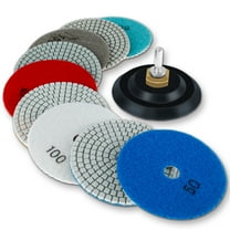 11Pcs Diamond Polishing Pads 4 inch 100mm Wet/Dry Polishing Pads 50-6000 Grit Hook and Loop Grinding Discs Grinder Tools Accessories for Granite Stone Concrete Marble Glass Polishing