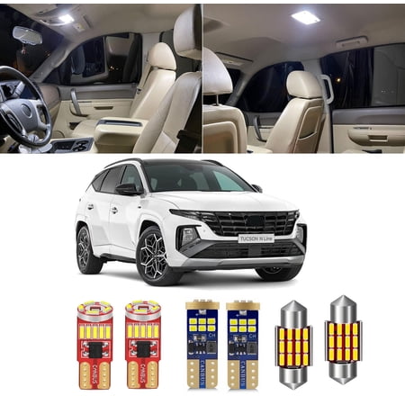 11Pcs For Hyundai Tucson NX4 2021 2022 2023 2024 Led Intieror Light Kit Dome Map Trunk Glove Box Vanity Mirror Light+License Plate Light