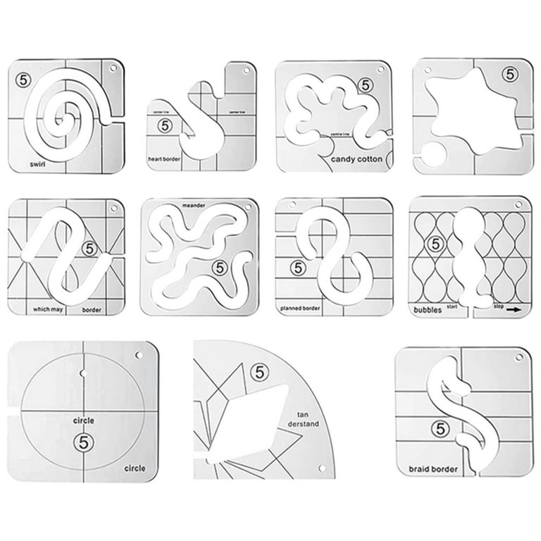 11Pcs Free Quilting Templates Set DIY Sampler Portable Curve Style Tool  Sewing Cloth Ruler Domestic Stencils for Embroidery Hobbyists 