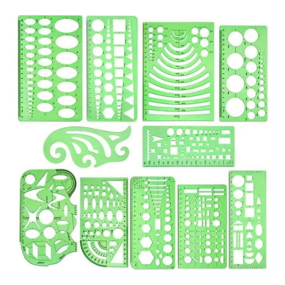 11Pcs Geometric Stencil Geometric Drawing Templates Clear Measuring Templates for Drafting Engineering Drawing Building