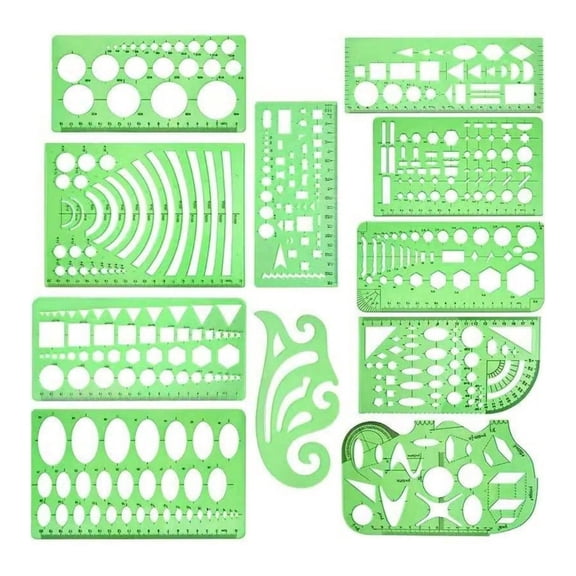 11Pcs Geometric Stencil Geometric Drawing Templates Clear Measuring Templates for Drafting Engineering Drawing Building